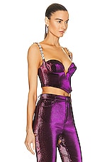 AREA Mussel Cup Bustier Top in Purple, view 2, click to view large image.