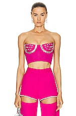 AREA Crystal Watermelon Cup Bustier in Fuchsia, view 1, click to view large image.
