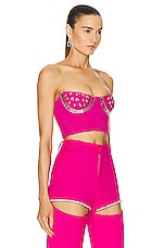 AREA Crystal Watermelon Cup Bustier in Fuchsia, view 2, click to view large image.