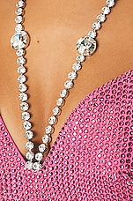 AREA Crystal Embellished Butterfly Top in Carmine Rose, view 5, click to view large image.