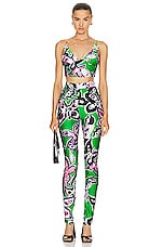 AREA Butterfly Printed Cami Top in Green Multi, view 4, click to view large image.