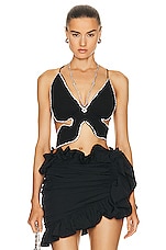 AREA Crystal Butterfly Top in Black, view 1, click to view large image.