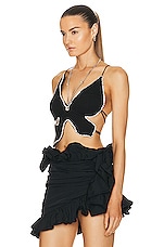AREA Crystal Butterfly Top in Black, view 3, click to view large image.