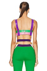 AREA Butterfly Cutout Leather Bustier Top in Multi, view 3, click to view large image.