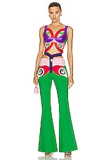 AREA Butterfly Cutout Leather Bustier Top in Multi, view 4, click to view large image.