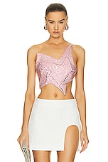 AREA Crystal Embellished Star Top in Candy Rose, view 1, click to view large image.
