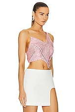 AREA Crystal Embellished Star Top in Candy Rose, view 2, click to view large image.
