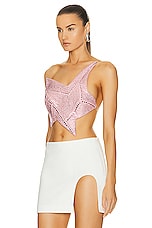 AREA Crystal Embellished Star Top in Candy Rose, view 3, click to view large image.
