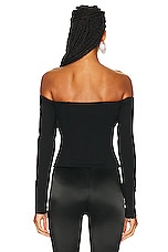 AREA Off Shoulder Crystal Cup Bustier Top in Black, view 3, click to view large image.