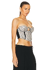 AREA Crystal Embroidered Bustier Top in Black, view 2, click to view large image.