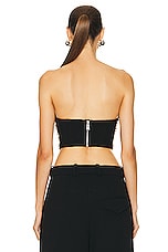 AREA Crystal Embroidered Bustier Top in Black, view 3, click to view large image.