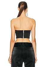 AREA Crystal Cup Draped Bustier Top in Black, view 3, click to view large image.