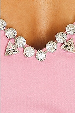 AREA Crystal Trim Heart Top in Powder Pink, view 5, click to view large image.