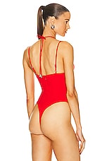 AREA Star Cutout Bodysuit in Scarlet, view 4, click to view large image.