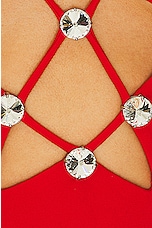 AREA Star Cutout Bodysuit in Scarlet, view 6, click to view large image.