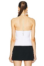 AREA Crystal Eyelet Halter Top in Off White, view 3, click to view large image.