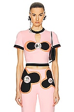AREA Colorblock Bustier Cup T-shirt in Multi Pink, view 1, click to view large image.