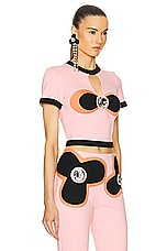 AREA Colorblock Bustier Cup T-shirt in Multi Pink, view 2, click to view large image.