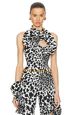 AREA Dalmatian Flower Bodysuit in Black & Off White, view 1, click to view large image.