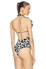 AREA Dalmatian Flower Bodysuit in Black & Off White, view 5, click to view large image.