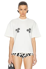 AREA Crystal Embellished Flower Top in Whipped White, view 1, click to view large image.