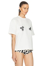 AREA Crystal Embellished Flower Top in Whipped White, view 2, click to view large image.
