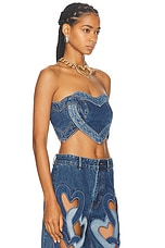 AREA Heart Strapless Top in Multi Denim Wash, view 2, click to view large image.