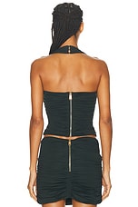 AREA Ruched Halter Top in Green, view 3, click to view large image.