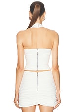 AREA Ruched Halter Top in Off White, view 3, click to view large image.