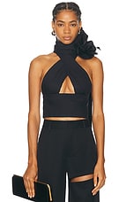 AREA Halter Top in Black, view 1, click to view large image.