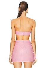 AREA Mussel Flower Leather Bandeau Top in Light Pink, view 3, click to view large image.