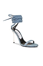 AREA x Sergio Rossi Sandal Boot 95 in Blue, view 2, click to view large image.