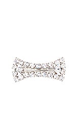 Alessandra Rich Crystal Bow Hair Clip in Crystal & Silver, view 1, click to view large image.
