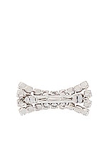 Alessandra Rich Crystal Bow Hair Clip in Crystal & Silver, view 2, click to view large image.