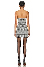 Alessandra Rich Sequin Tweed Mini Dress With Bows in Black & White, view 3, click to view large image.