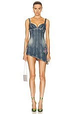 Alessandra Rich Denim Mini Dress in Blue, view 1, click to view large image.