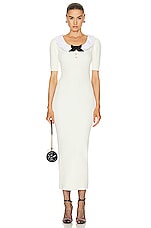 Alessandra Rich Knit Midi Dress in White, view 1, click to view large image.