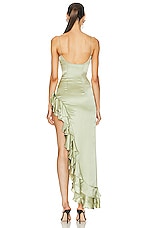Alessandra Rich Ruffle Gown in Olive Green, view 4, click to view large image.