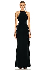 Alessandra Rich Lace Up Gown in Black, view 2, click to view large image.