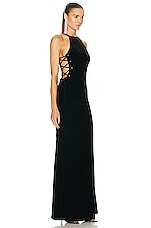 Alessandra Rich Lace Up Gown in Black, view 3, click to view large image.