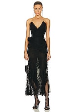 Alessandra Rich Lace Evening Dress in Black, view 1, click to view large image.