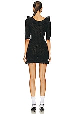 Alessandra Rich Lace Knit Mini Dress in Black Melange, view 3, click to view large image.
