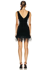 Alessandra Rich Velvet Mini Dress With Feathers in Black, view 3, click to view large image.