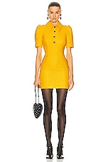 Alessandra Rich Checked Tweed Boucle Mini Dress in Yellow, view 1, click to view large image.
