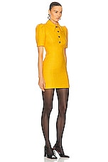 Alessandra Rich Checked Tweed Boucle Mini Dress in Yellow, view 2, click to view large image.