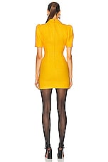 Alessandra Rich Checked Tweed Boucle Mini Dress in Yellow, view 3, click to view large image.