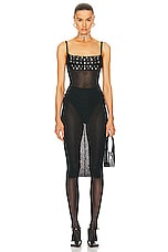 Alessandra Rich Lurex Knit Slip Dress in Black, view 1, click to view large image.