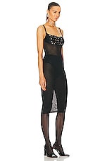 Alessandra Rich Lurex Knit Slip Dress in Black, view 2, click to view large image.