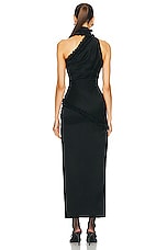 Alessandra Rich Envers Satin One Shoulder Evening Dress in Black, view 5, click to view large image.