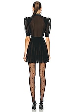 Alessandra Rich Silk Georgette Pleated Mini Dress in Black, view 3, click to view large image.
